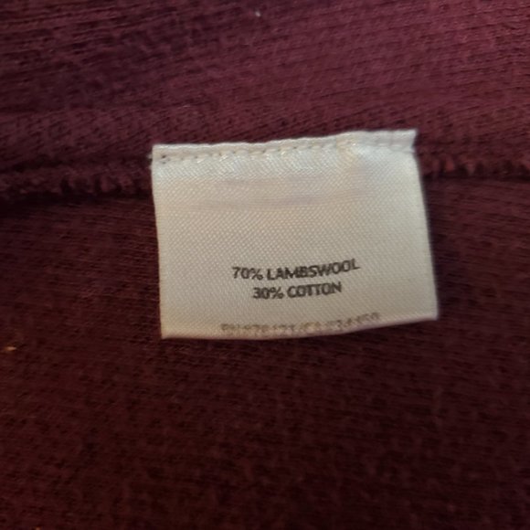 Eileen Fisher One Button Cardigan Women's Large Burgundy Lambswool Sweater A19 - Picture 4 of 9